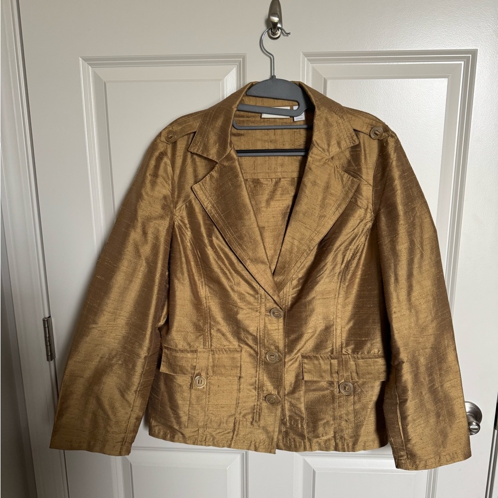 Chico’s 100% Silk Elegant Gold Women's Blazer